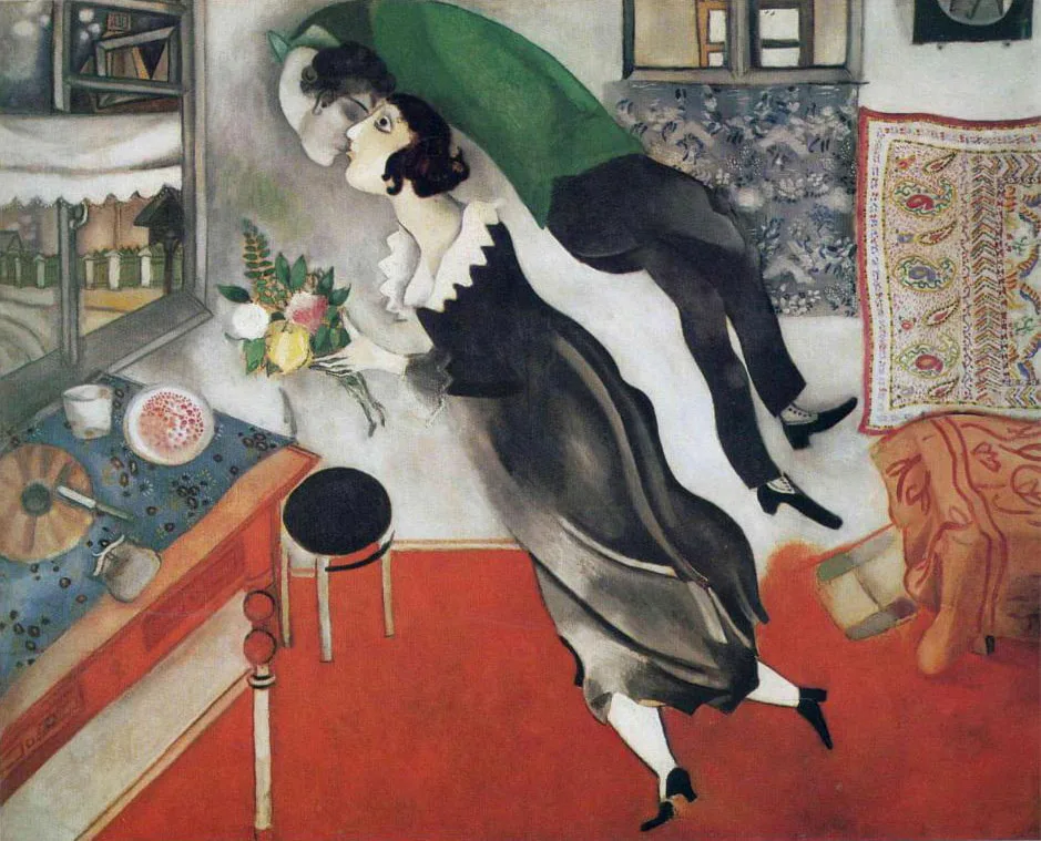 馬克·夏卡爾 (1887-1985)｜生日｜1915｜油彩、紙板｜80.5x99.5cm