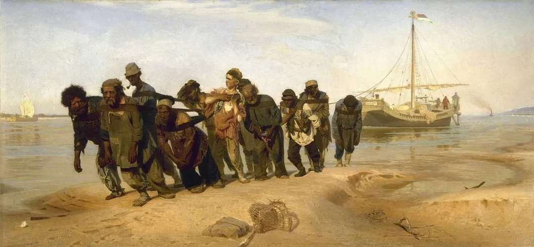 伊利亞·葉菲莫維奇·列賓 (1844-1930)｜伏爾加河上的縴夫 Barge Haulers on the Volga｜1870-1873｜油彩、畫布｜131.5x281cm