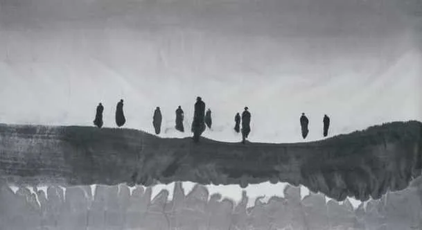 高行健 (b.1940)｜啟程｜2013｜水墨紙本｜97x177cm