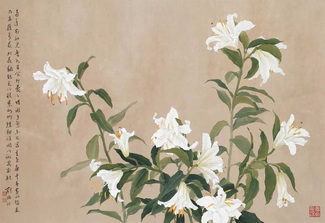劉墉 (b.1949)｜香水百合｜1990｜絹本設色｜62x90cm
