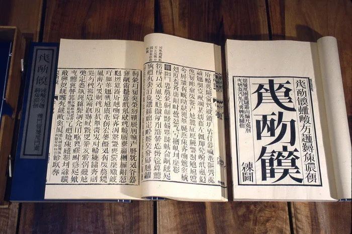 徐冰 (b.1955)｜天書 (析世鑑)｜1986-1991｜木刻活字印刷、木盒｜約46x30cm (each)｜4冊