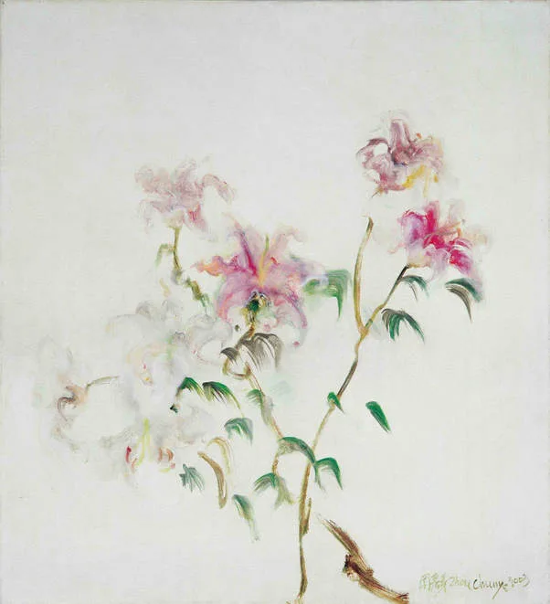 周春芽 (b.1955)｜百合花｜2003｜油彩、畫布｜62x69cm