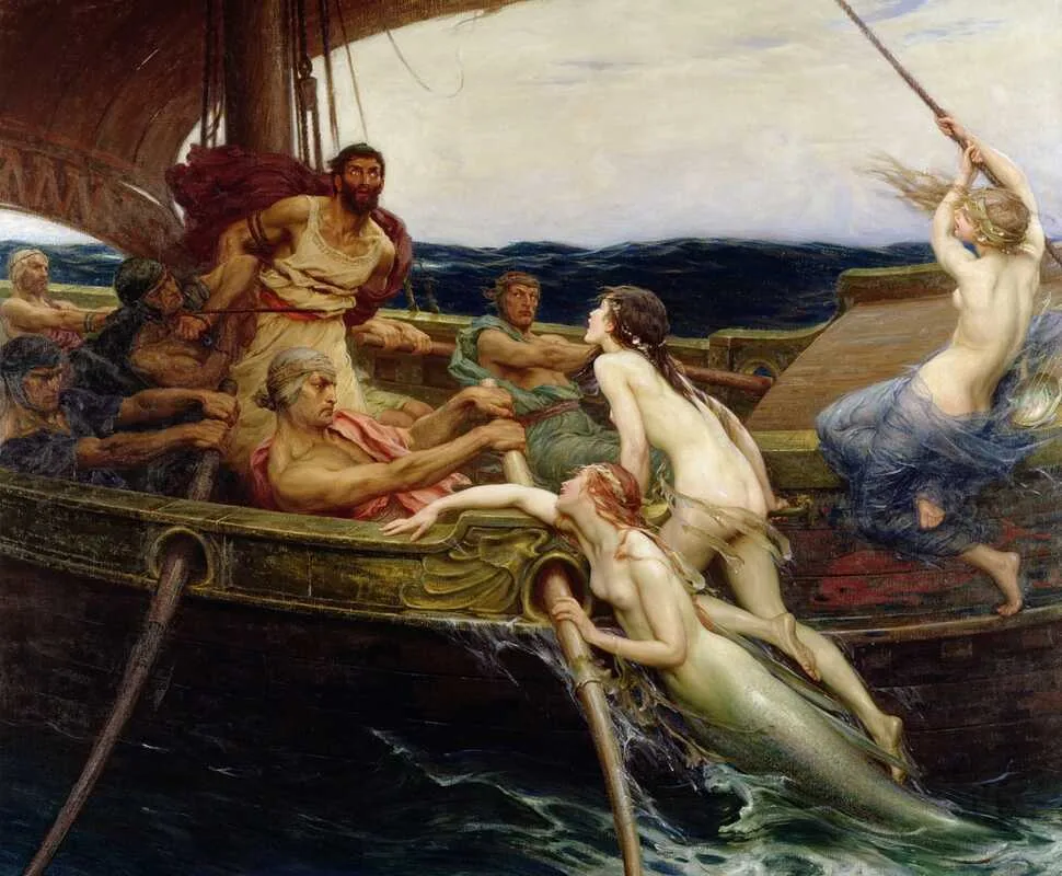 赫伯特·詹姆斯·德雷珀 Herbert James Draper (1863-1920)｜尤里西斯與賽倫 Ulysses and the Sirens｜1909｜布面油畫｜177x213.5cm