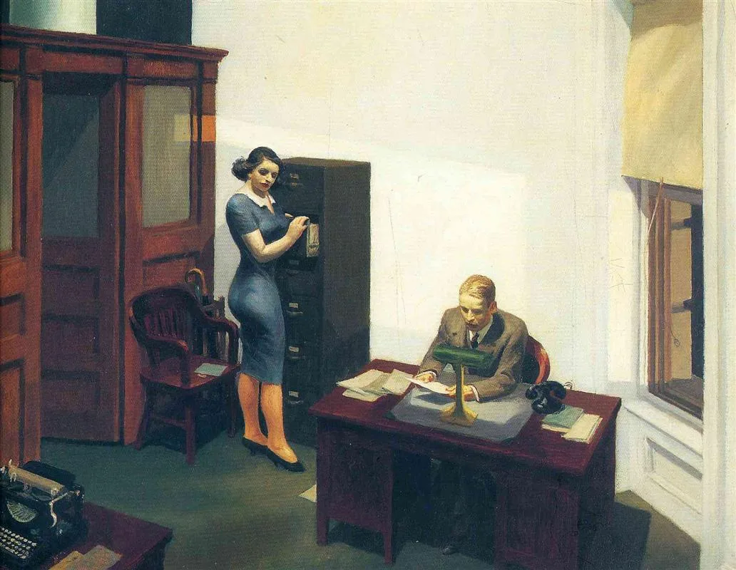 愛德華‧霍普 (1882-1967)｜夜間辦公室｜1940｜油彩、畫布｜56.4x63.8cm
