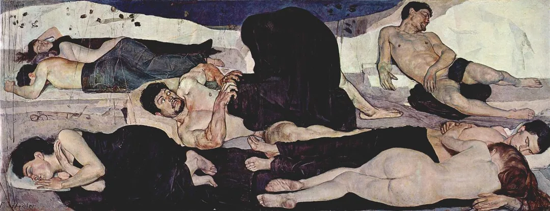 費迪南德‧霍德勒 Ferdinand Hodler (1853-1918)｜夜 Night｜1889-90｜油彩、畫布｜116x299cm