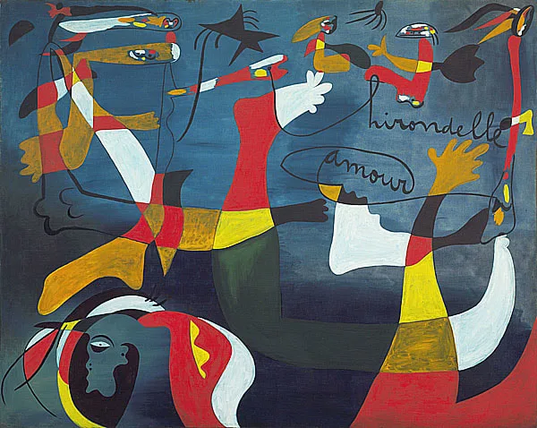 胡安‧米羅 (1893-1983)｜飛翔的愛｜1933-34｜油彩、畫布｜199.3x247.6cm