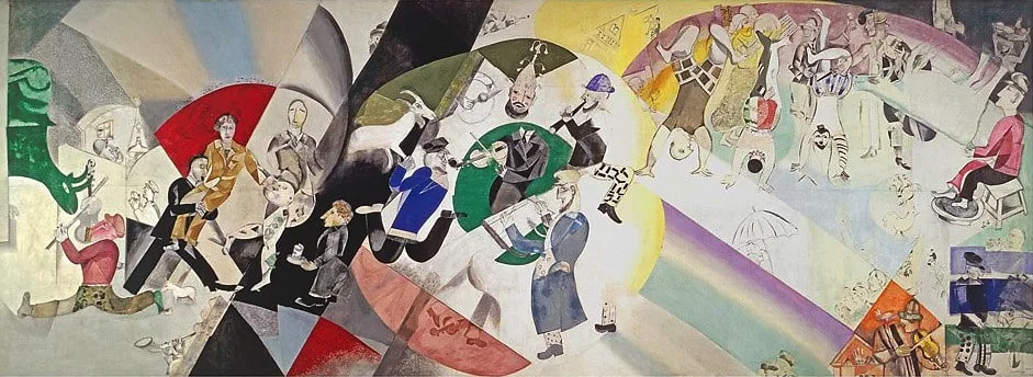 馬克·夏卡爾 (1887-1985)｜猶太劇院的序曲｜1920｜蛋彩壁畫｜284x787cm