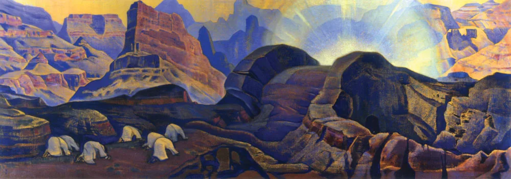 尼古拉斯‧洛裡奇 (1874-1947)｜奇蹟｜1923｜蛋彩、畫布｜73.6x208.9cm